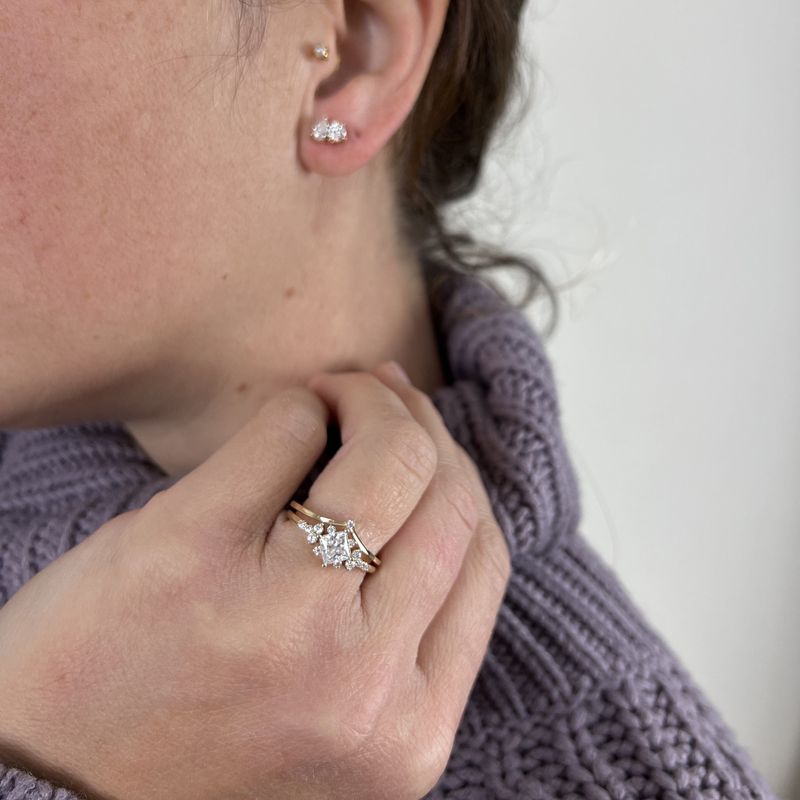 Bagues Ensemble d'alliances Princesse en or 10K et moissanites