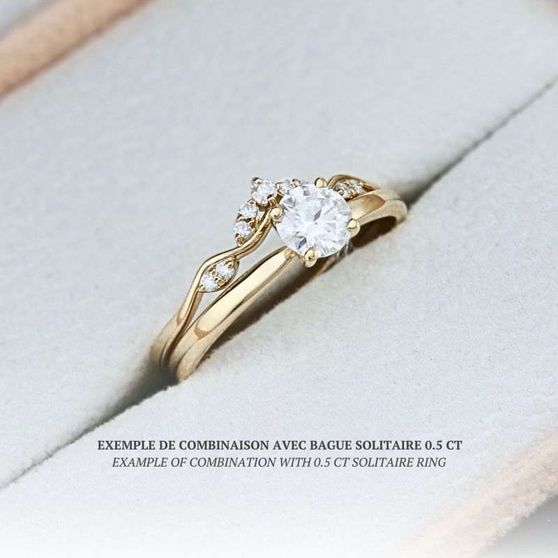 Bague Vague en or 10K et moissanites