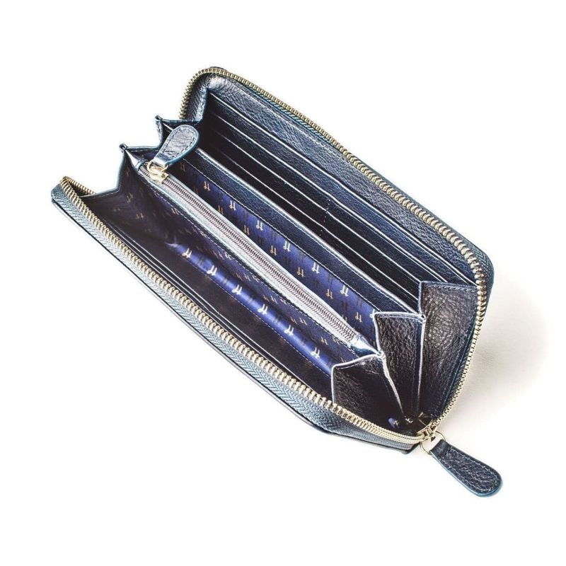 Portefeuille Mya en cuir bleu
