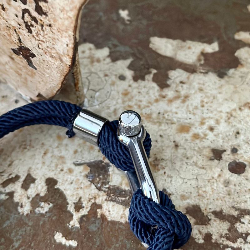 Bracelet Le Nautique en corde bleue et acier