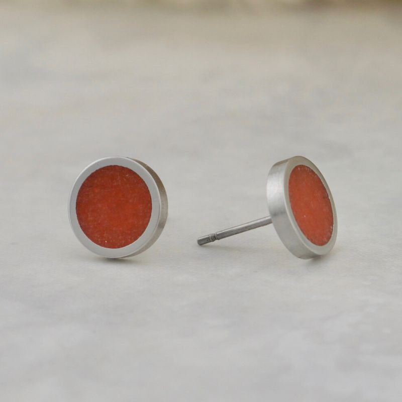 Boucles d’oreilles Corail et acier