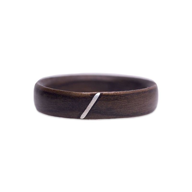 Bague en bois et argent sterling ou or 14K personnalisée