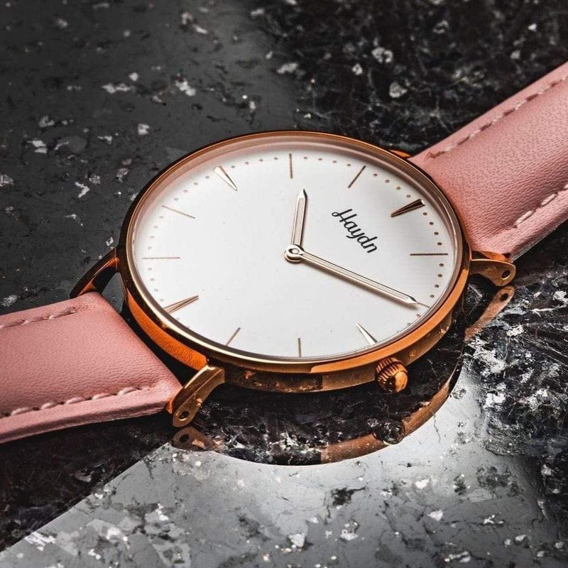 Bracelet de montre en cuir rose - 18mm