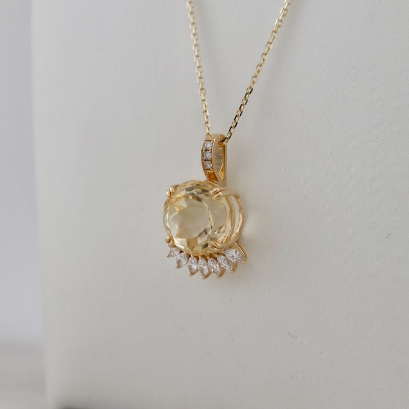 Collier Rayons en or 14K, diamants et citrine