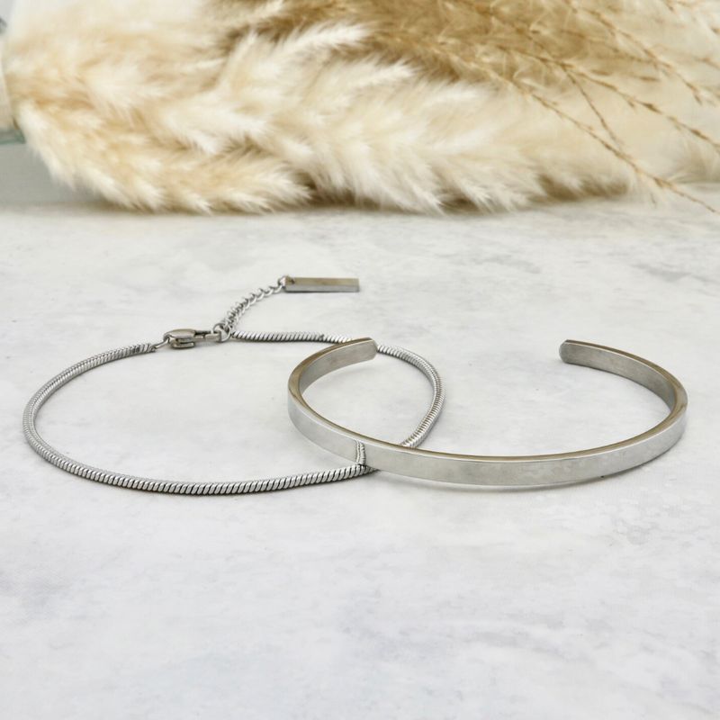 Duo de bracelets Cuff en acier