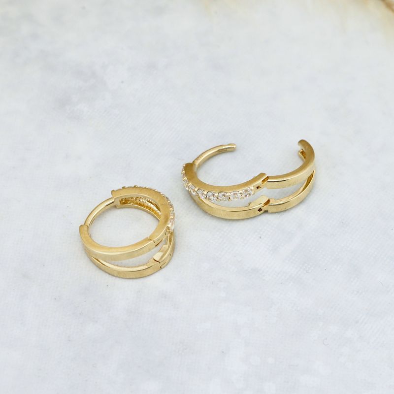 Boucles d'oreilles huggies Double rang en or 10K