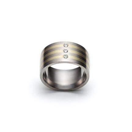 Bague en or vert 20K, titane et diamants
