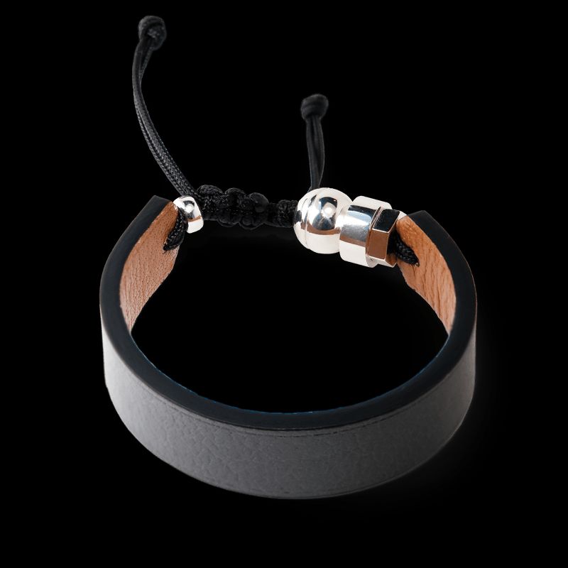 Bracelet de cuir véritable et argent sterling