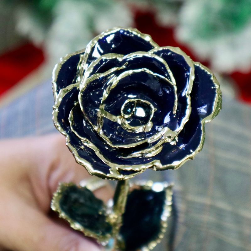 Rose éternelle Marine plaquée or 24K