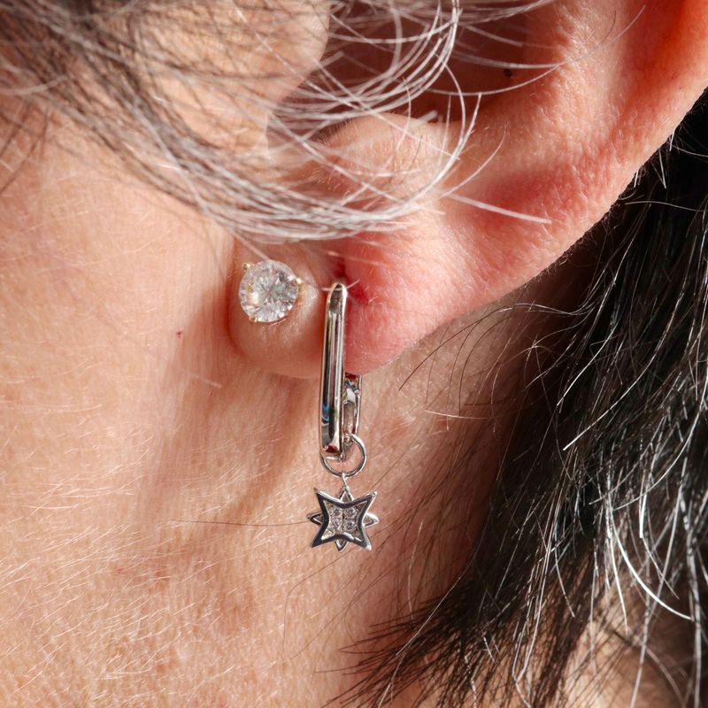 Boucles d'oreilles Huggies Étoiles du Nord en argent sterling