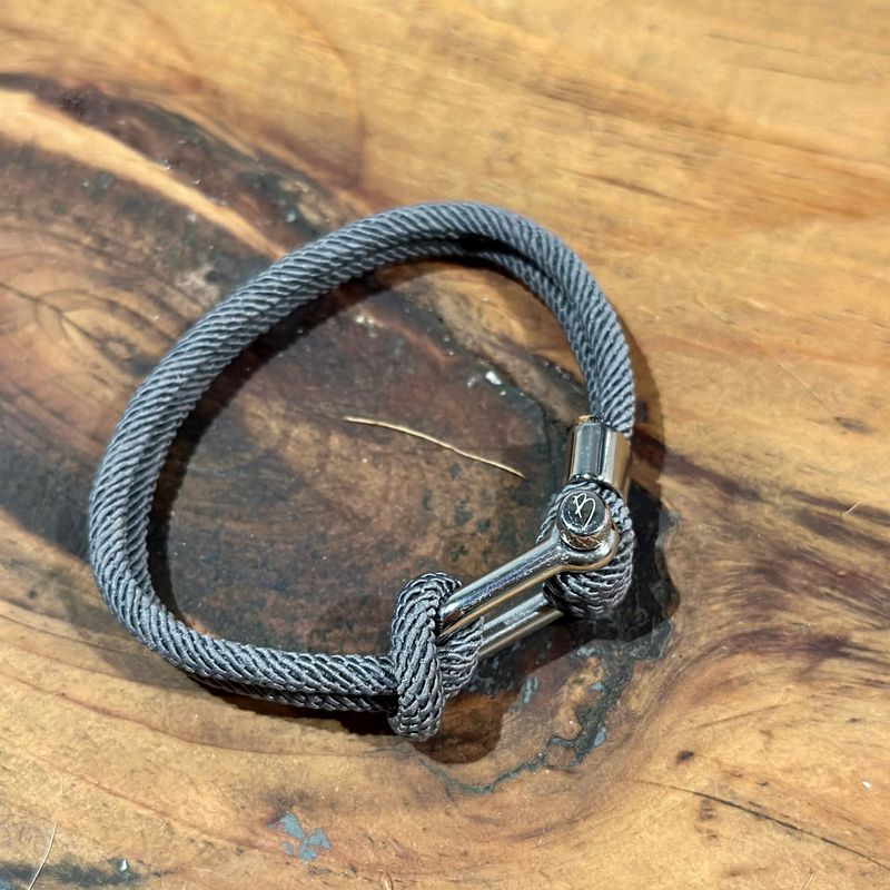 Bracelet Le Nautique en corde grise et acier
