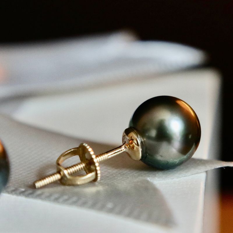 Boucles d’oreilles perles de Tahiti et or 14K