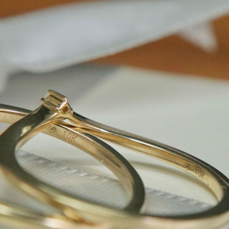 Bagues Ensemble d'alliances Princesse en or 10K et moissanites