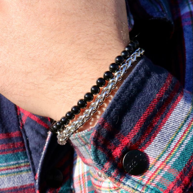 Bracelet Stone en acier et agate