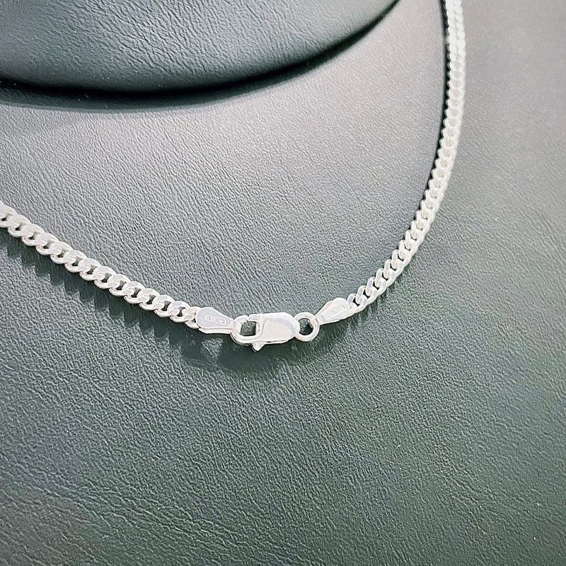 Chaîne Gourmette en argent sterling ou or 10K