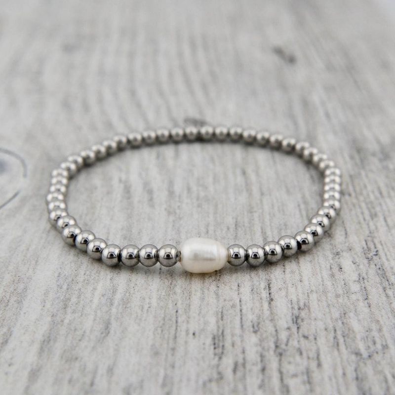Bracelet Zéphyr en acier et perles