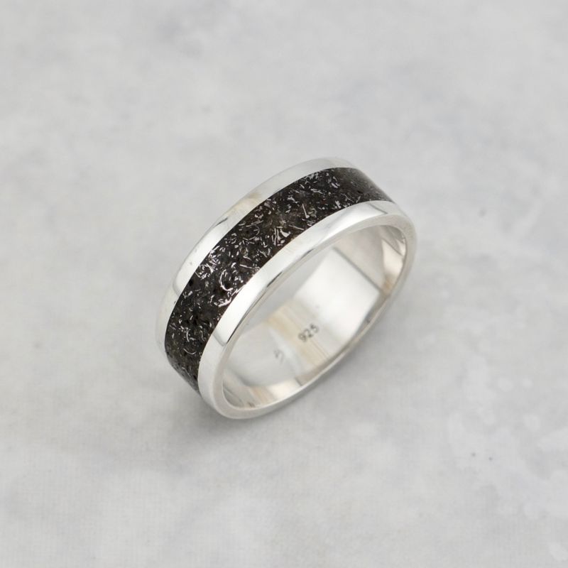 Bague Météorite et argent sterling ou or 14K - 18K