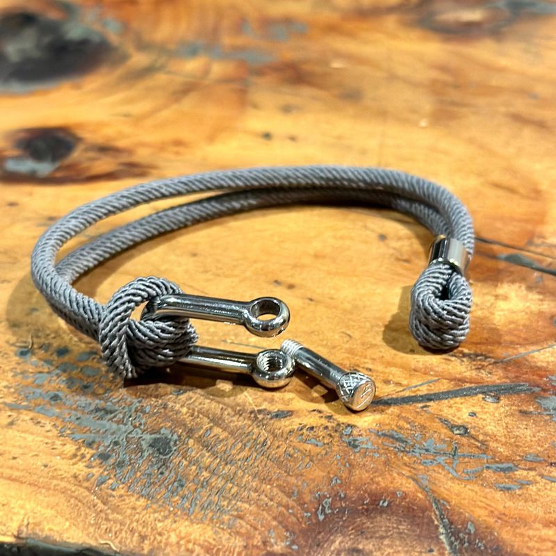 Bracelet Le Nautique en corde grise et acier