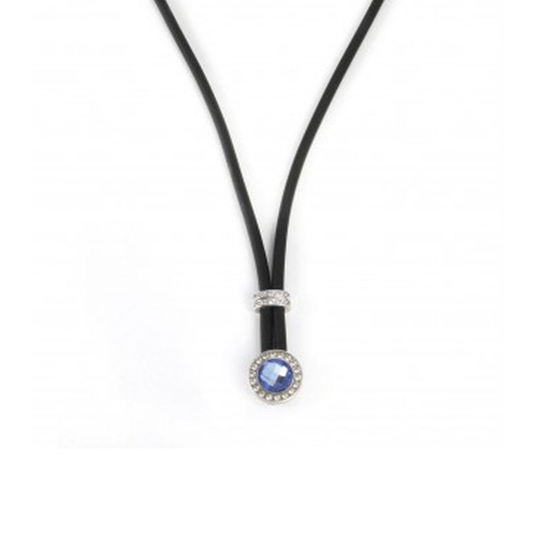 Collier Néoprène, pierre et argent sterling