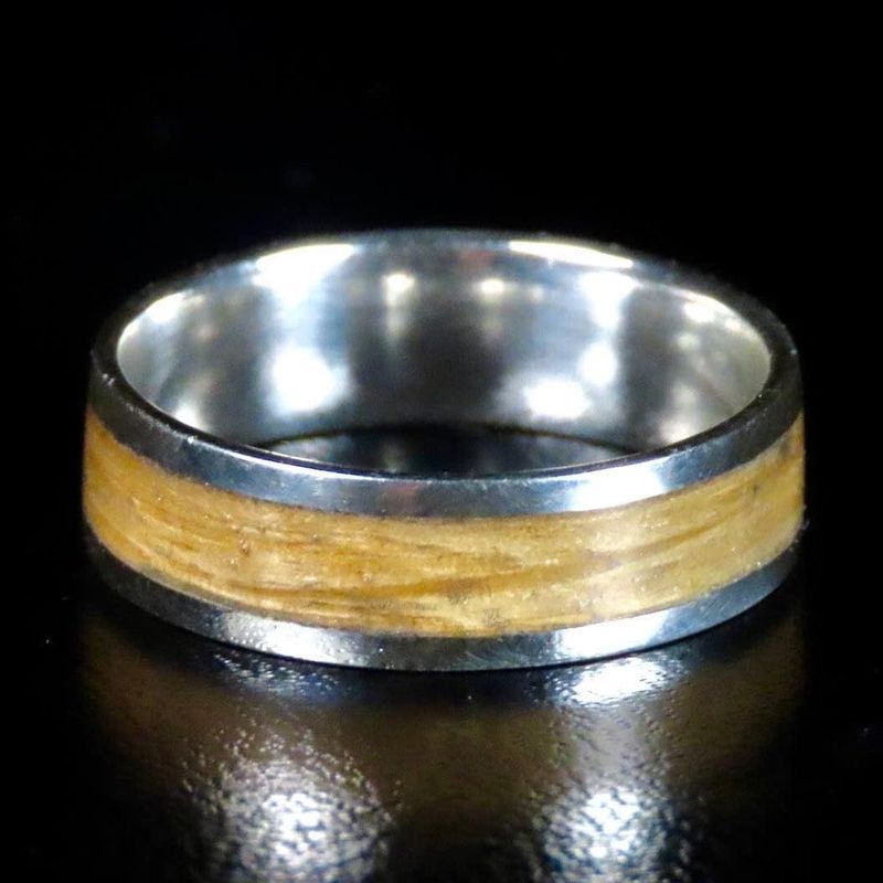 Bague en bois et argent sterling ou or 14K - 18K personnalisée