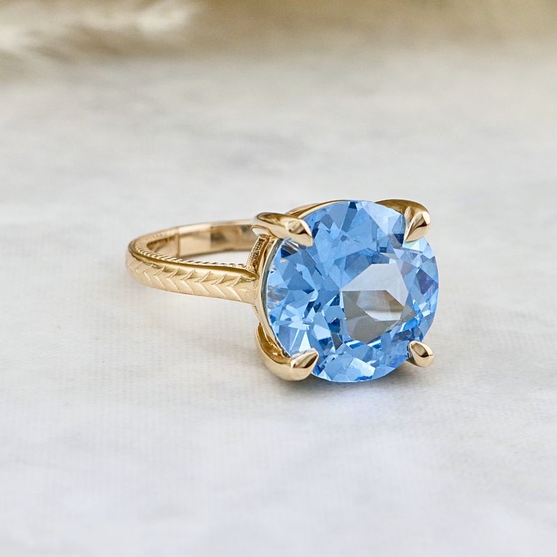 Bague Solitaire en or 14K - 18K ou platine et saphir