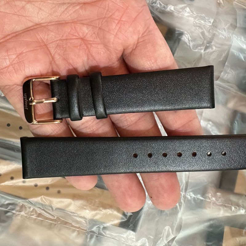 Bracelet de montre en cuir noir - 20mm