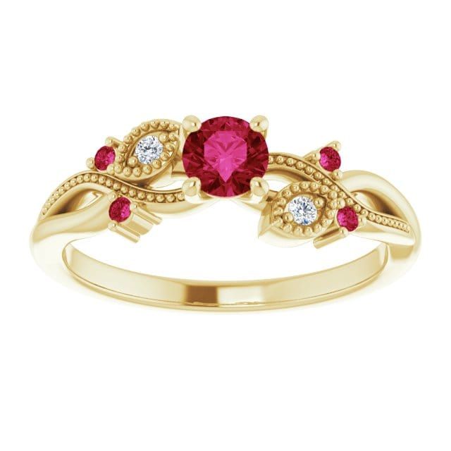 Bague Enchanteresse en or 14K, diamants et rubis