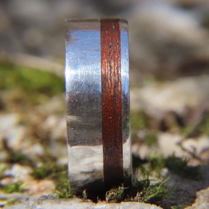 Bague en bois et argent sterling ou or 14K - 18K personnalisée