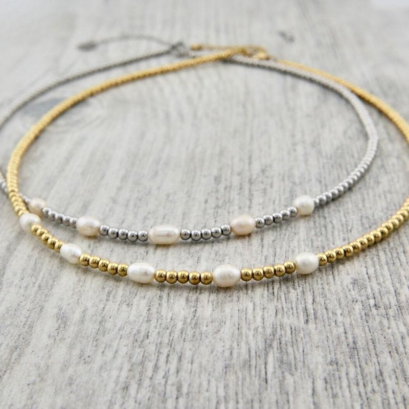 Collier Zéphyr en acier et perles
