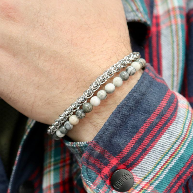Bracelet Stone en acier et jaspe
