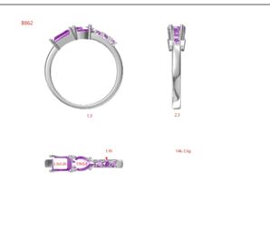 Bague en or 14K et améthyste