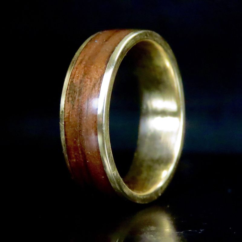 Bague en bois et argent sterling ou or 14K - 18K personnalisée