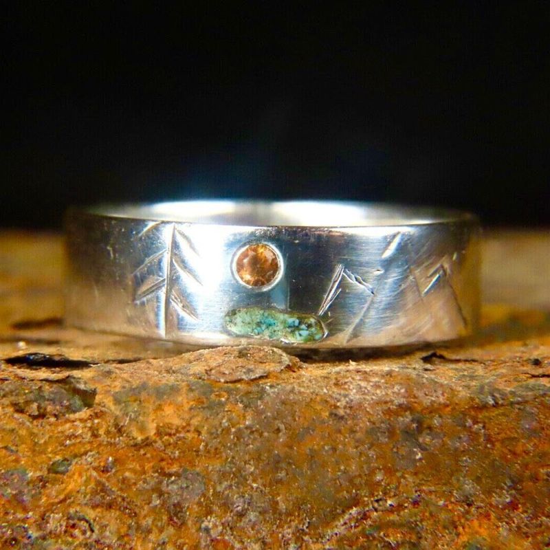 Bague 4 Éléments en argent sterling ou or 14K - 18K et saphir
