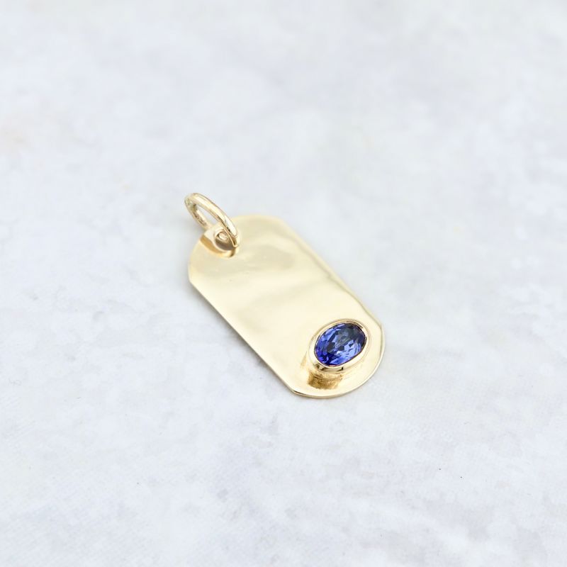 Pendentif Plaque en or 14K - 18K ou platine et Saphir