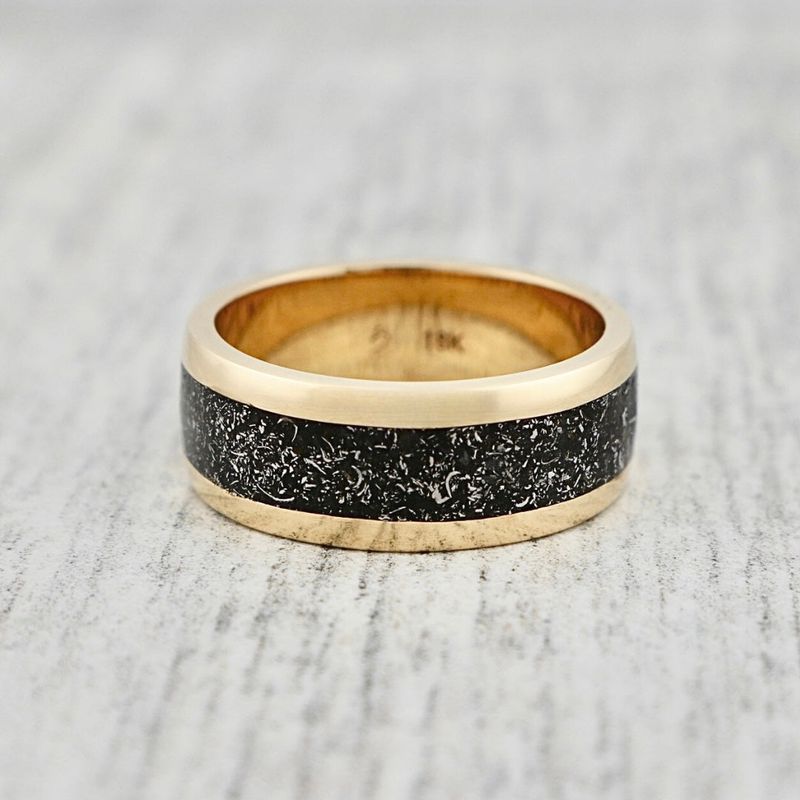 Bague Météorite et argent sterling ou or 14K - 18K