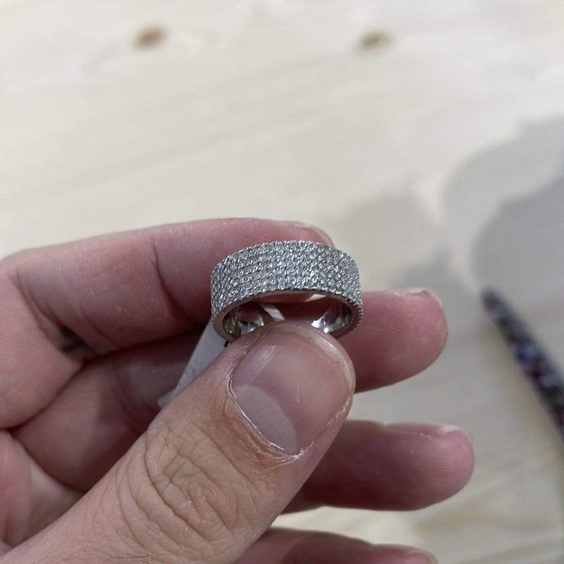 Bague jonc avec cz en argent 925 plaqué rhodium