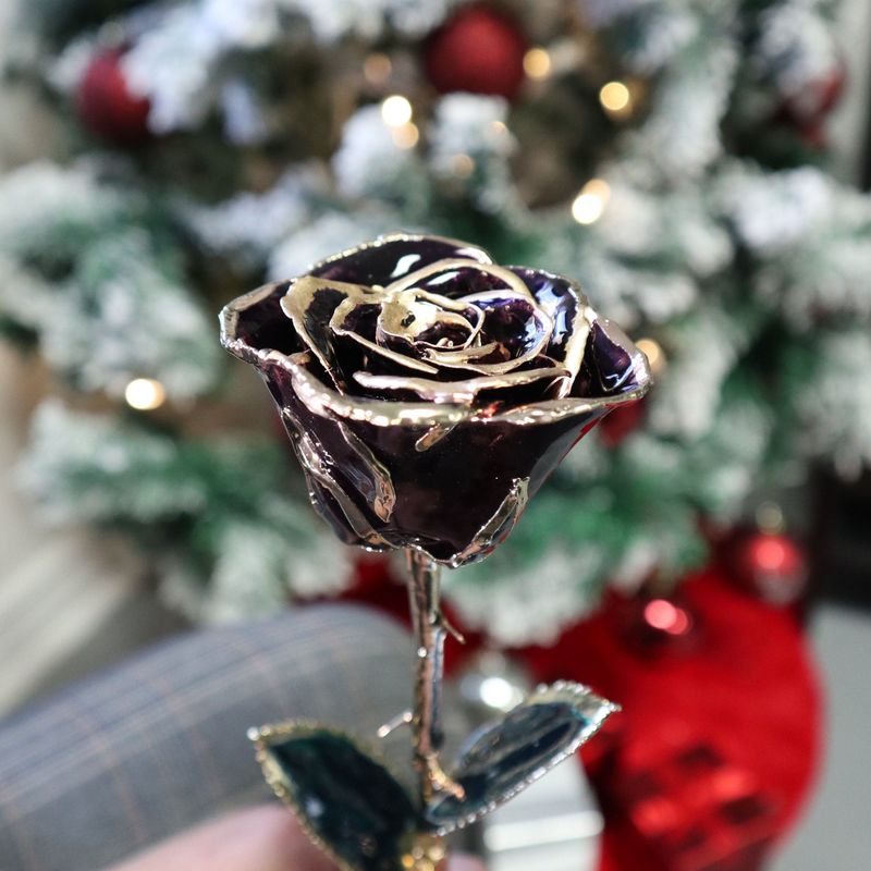 Rose éternelle Mauve plaquée or 24K