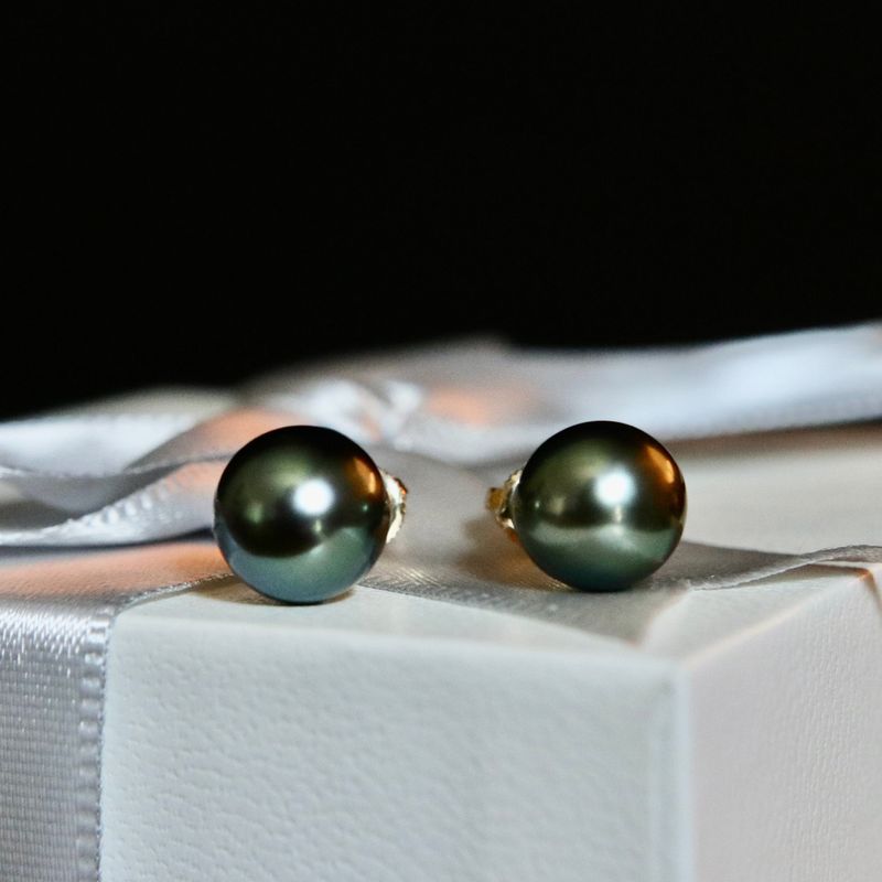 Boucles d’oreilles perles de Tahiti et or 14K