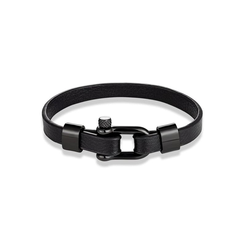 Bracelet Le Nautique en cuir et acier