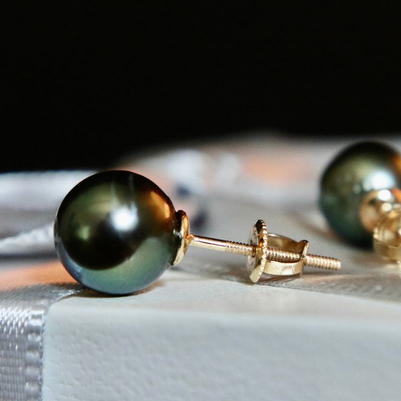 Boucles d’oreilles perles de Tahiti et or 14K