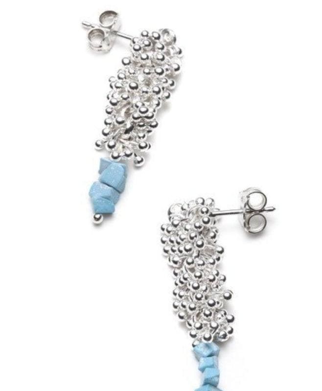 Pendants d'oreilles ShikShok avec turquoises et argent