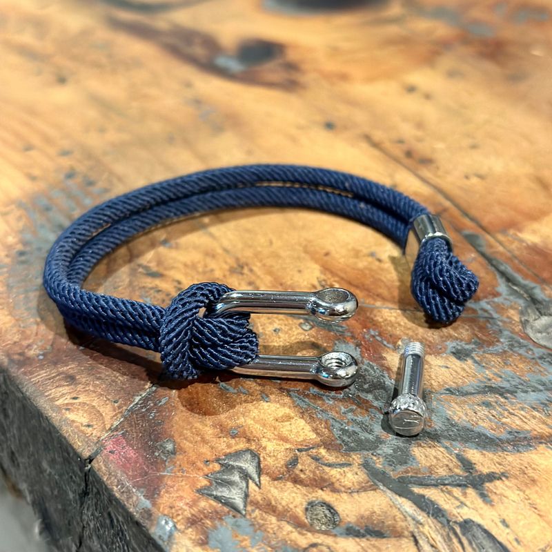 Bracelet Le Nautique en corde bleue et acier