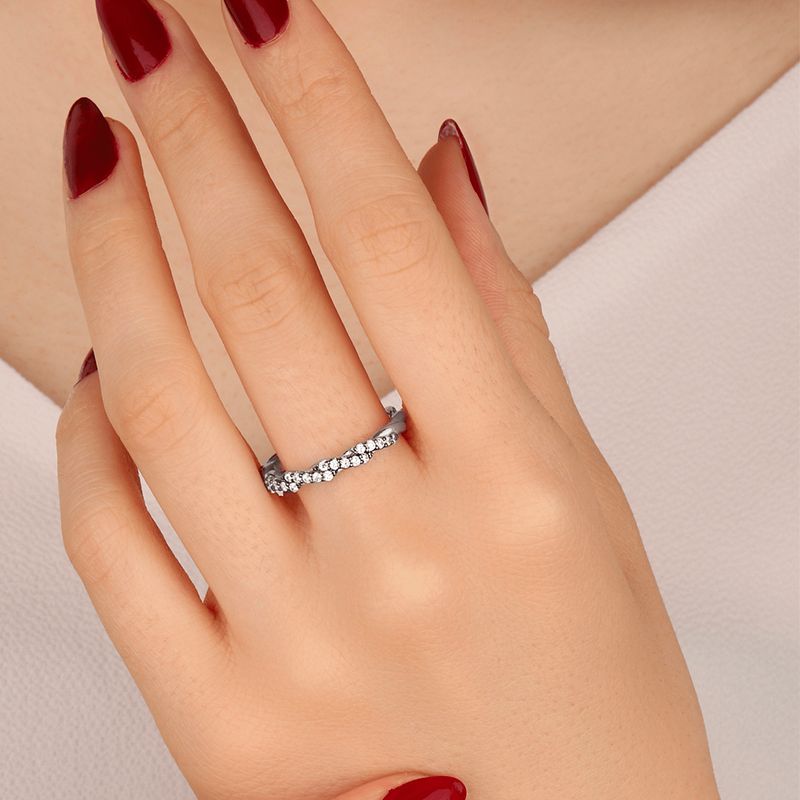 Bague Scintillante Torsade en argent sterling