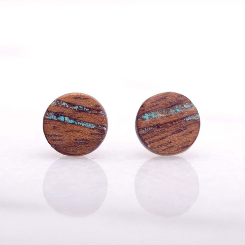 Boucles d'oreilles en bois et turquoise personnalisée