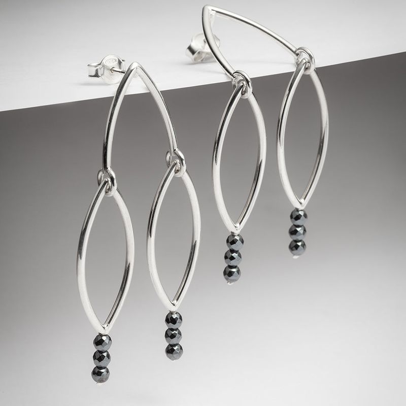 Boucles d'oreilles Masym en argent sterling et hématites