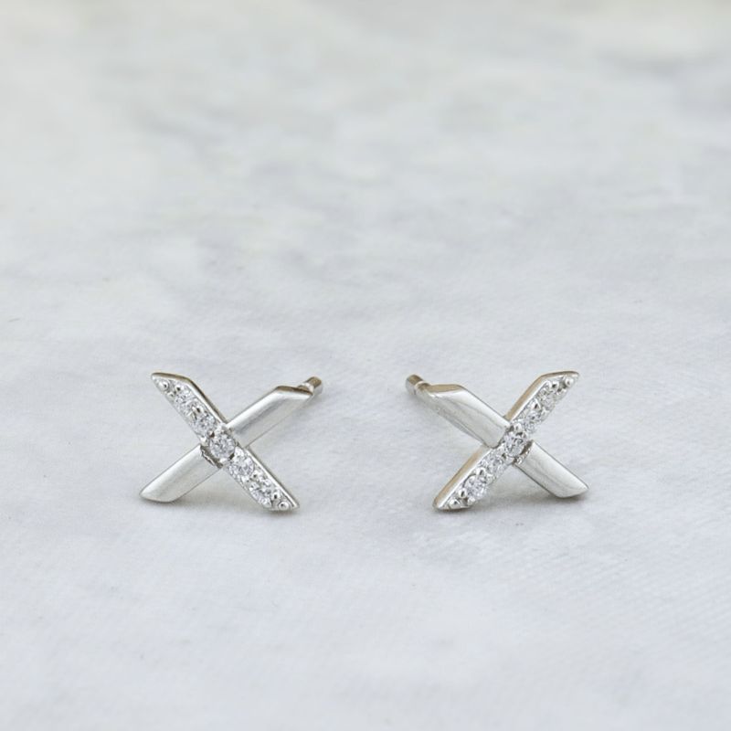 Boucles d'oreilles X en argent sterling
