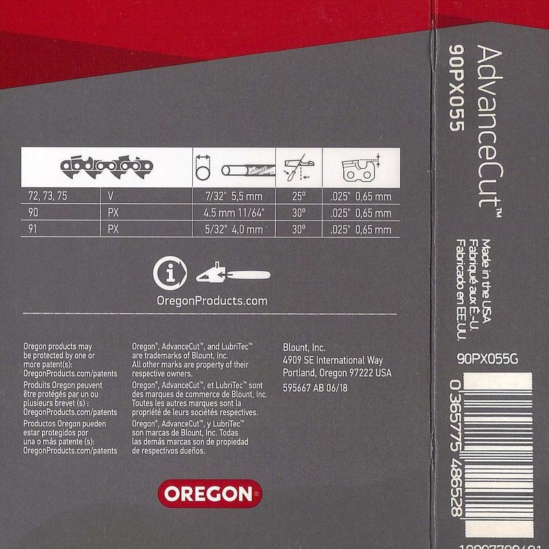 Oregon 90PX055 chaîne de scie à maillons 3/8 de pouces AdvanceCut™ • Oregon