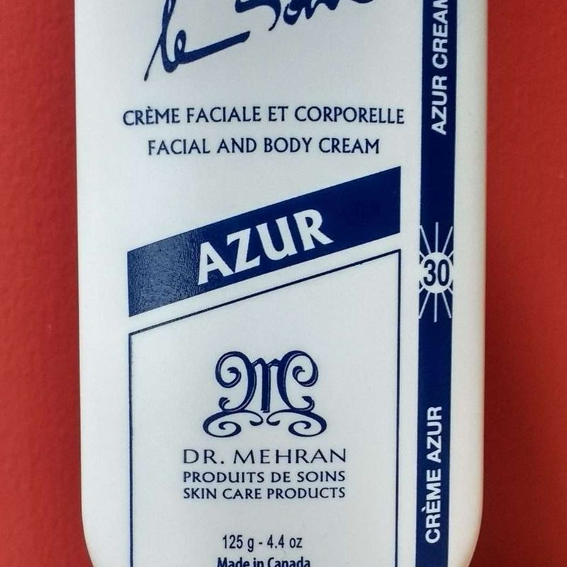 Crème SPF30 faciale et corporelle AZUR peau sensible, délicate, très sèche ou couperosée • Dr. Mehran®