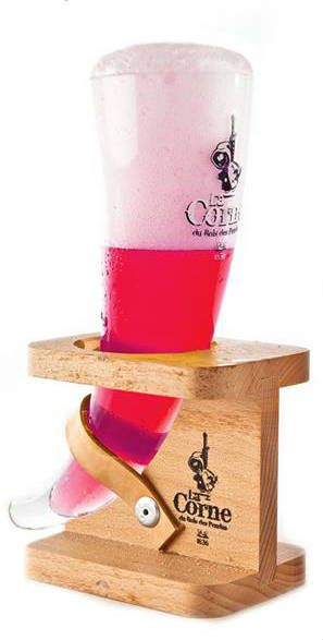 Verre à bière avec support en bois • La Corne