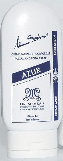 Crème SPF30 faciale et corporelle AZUR peau sensible, délicate, très sèche ou couperosée • Dr. Mehran®